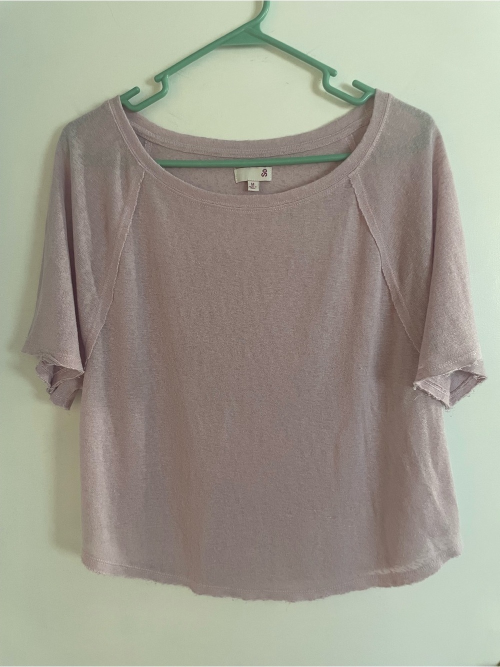SO Dusty Rose Colored Women’s Short Sleeve Grunge Style Top size medium